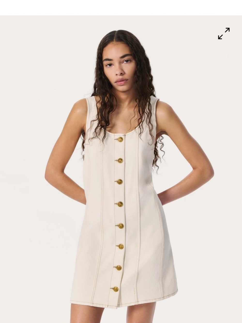 rag & bone Cream Sleeveless Button-Front Mini Dress